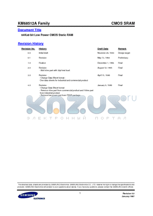 KM68512AL-L datasheet - 64Kx8 bit Low Power CMOS Static RAM