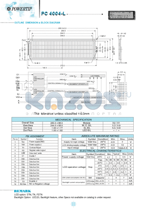 PC4004L datasheet - OUTLINE DIMENSION & BLOCK DIAGRAM