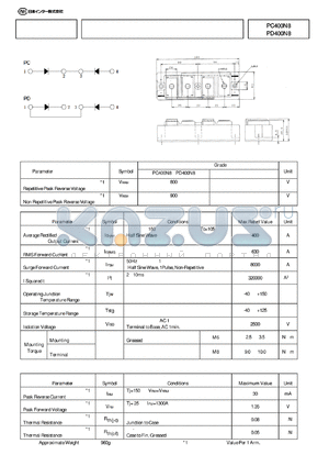 PC400N8 datasheet - 400 Avg 800 olts