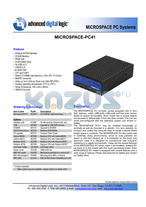 PC41 datasheet - MICROSPACE PC Systems