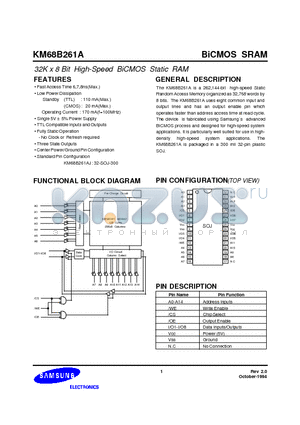 KM68B261A-7 datasheet - 32K x 8 Bit High-Speed BiCMOS Static RAM