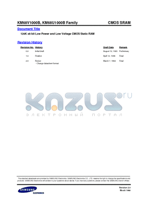 KM68U1000BLI datasheet - 128K X 8bit Low Power and Low Voltage CMOS Statinc RAM