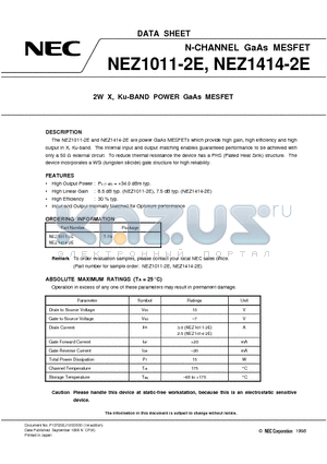 NEZ1011-2E datasheet - 2W X, Ku-BAND POWER GaAs MESFET