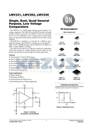 LMV393DR2G datasheet - Single, Dual, Quad General Purpose, Low Voltage Comparators