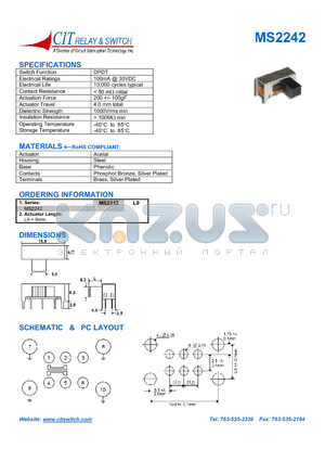 MS2242 datasheet - CIT SWITCH