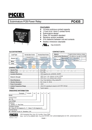 PC435 datasheet - Subminature PCB Power Relay