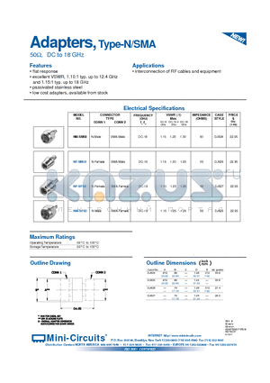 NF-SF50 datasheet - 50OHM, DC to 18 GHz