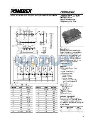 PM300CBS060 datasheet - Intellimod Module MAXISS Series Multi AXIS Servo IPM (300 Amperes/600 Volts)
