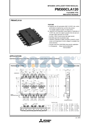 PM300CLA120 datasheet - INTELLIGENT POWER MODULES FLAT-BASE TYPE INSULATED PACKAGE