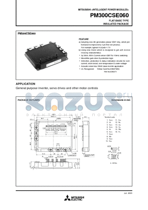 PM300CSE060 datasheet - INTELLIGENT POWER MODULES FLAT-BASE TYPE INSULATED PACKAGE