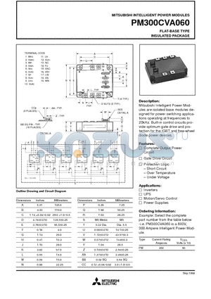 PM300CVA060 datasheet - FLAT-BASE TYPE INSULATED PACKAGE