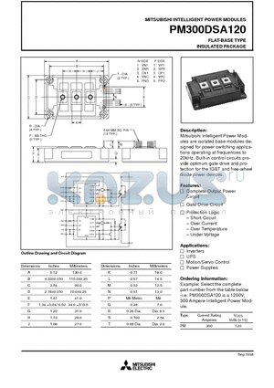 PM300DSA120 datasheet - FLAT-BASE TYPE INSULATED PACKAGE