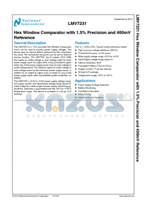 LMV7231SQ datasheet - Hex Window Comparator with 1.5 Precision and 400mV Reference