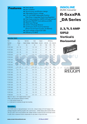 R-531.2DA datasheet - 2, 3, 4, 5 AMP SIP12 Vertical & Horizontal