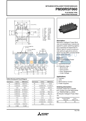 PM30RSF060 datasheet - FLAT-BASE TYPE INSULATED PACKAGE