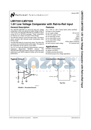 LMV7251M7X datasheet - 1.8V Low Voltage Comparator with Rail-to-Rail Input