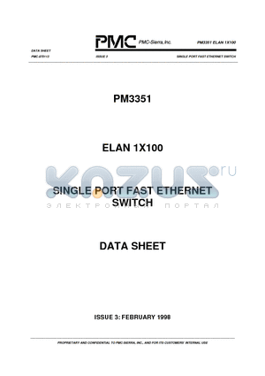 PM3351-RC datasheet - SINGLE PORT FAST ETHERNET SWITCH