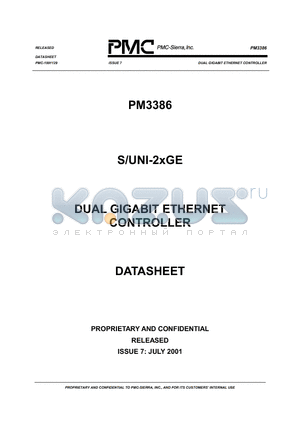 PM3386 datasheet - Dual Gigabit Ethernet Controller