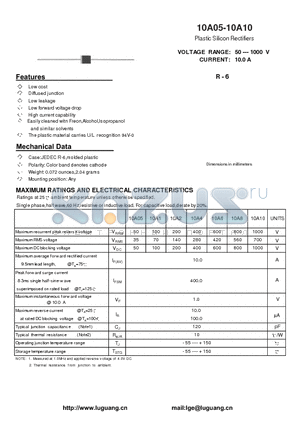 R-6 datasheet - Plastic Silicon Rectifiers