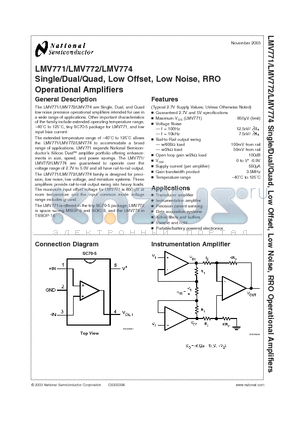 LMV771MGX datasheet - Single/Dual/Quad, Low Offset, Low Noise, RRO Operational Amplifiers