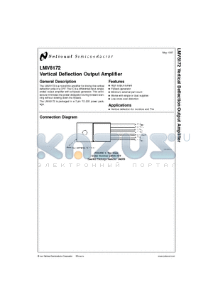 LMV8172 datasheet - Vertical Deflection Output Amplifier