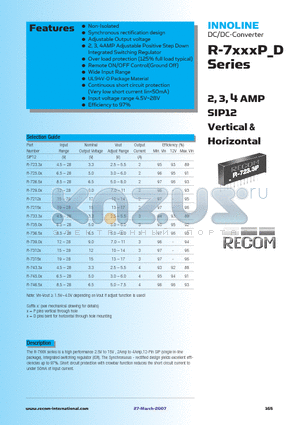 R-725.0D datasheet - 2, 3, 4 AMP SIP12 Vertical & Horizontal