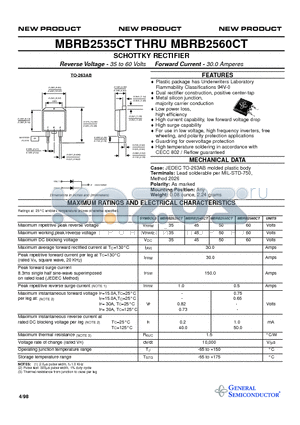 MBRB2535CT datasheet - SCHOTTKY RECTIFIER