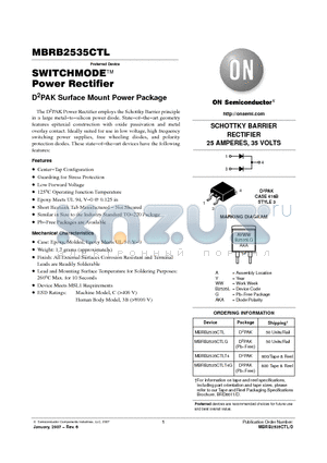 MBRB2535CTL datasheet - SWITCHMODE Power Rectifier D2PAK Surface Mount Power Package