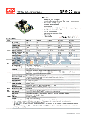 NFM-05-3.3 datasheet - 5W Output Switching Power Supply