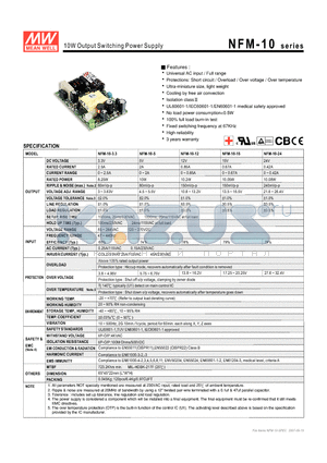 NFM-10-15 datasheet - 10W Output Switching Power Supply