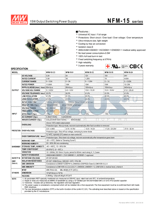 NFM-15-3.3 datasheet - 15W Output Switching Power Supply