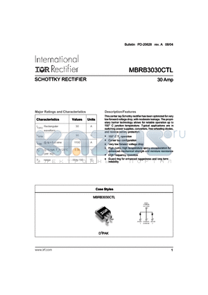 MBRB3030CTL datasheet - SCHOTTKY RECTIFIER