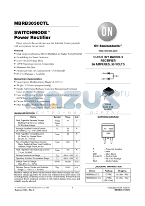 MBRB3030CTLG datasheet - SWITCHMODE Power Rectifier