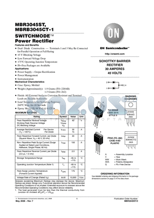 MBRB3045CT-1G datasheet - SWITCHMODE Power Rectifier