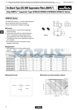 NFM21CC470U1H3 datasheet - On-Board Type (DC) EMI Suppression Filters (EMIFIL)