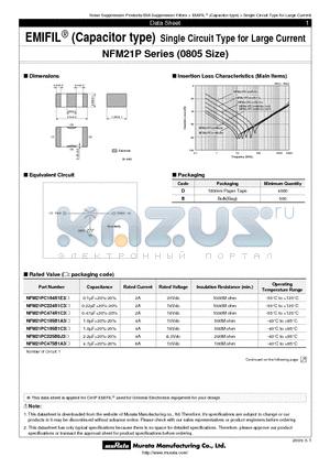 NFM21PC105B1A3 datasheet - Single Circuit Type for Large Current