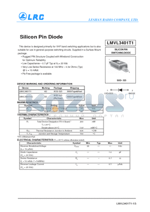 LMVL3401T1 datasheet - Silicon Pin Diode