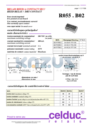 R055.B02 datasheet - REED RELAY / DRY CONTACT