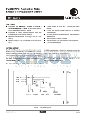 PM4100APD datasheet - Energy Meter Evaluation Module