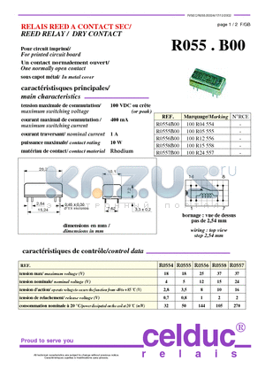 R055.B00 datasheet - REED RELAY / DRY CONTACT