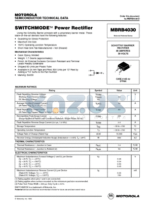 MBRB4030 datasheet - SWITCHMODE Power Rectifier