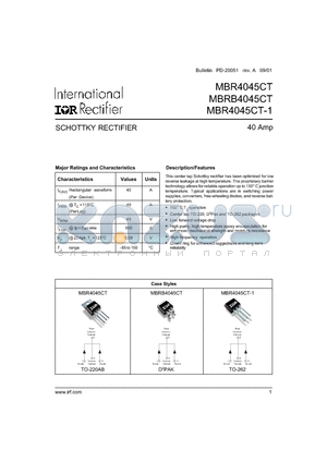 MBRB4045CT datasheet - SCHOTTKY RECTIFIER