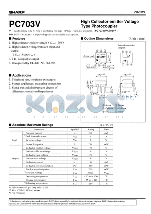 PC703 datasheet - High Collector-emitter Voltage Type Photocoupler