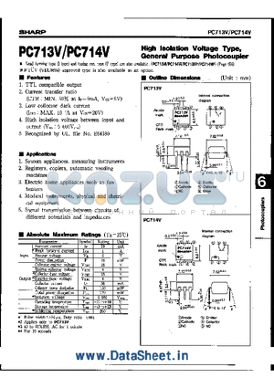 PC713V datasheet - High Isolation Voltage Type, General Purpose Photocoupler