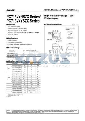 PC713V0NSZX datasheet - High Isolation Voltage Type Photocoupler