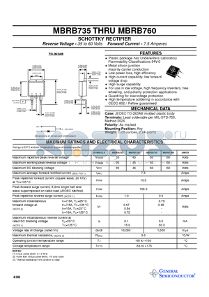 MBRB735 datasheet - SCHOTTKY RECTIFIER