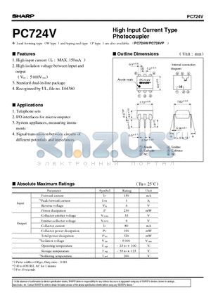 PC724 datasheet - High Input Current Type Photocoupler