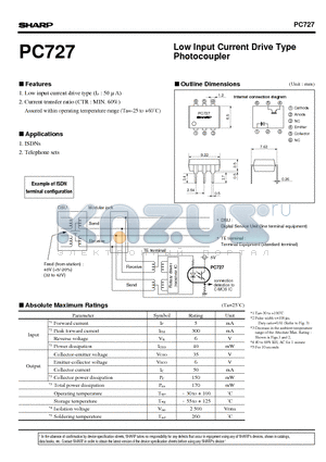 PC727 datasheet - Low Input Current Drive Type Photocoupler