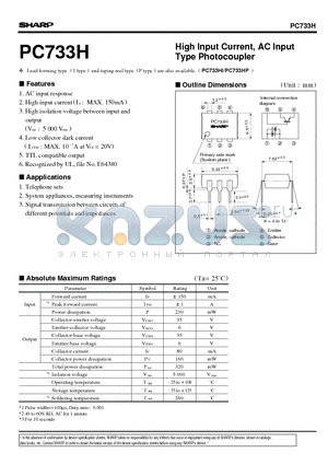 PC733H datasheet - High Input Current, AC Input Type Photocoupler