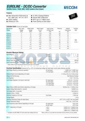 R05SD09 datasheet - EUROLINE - DC/DC - CONVERTER